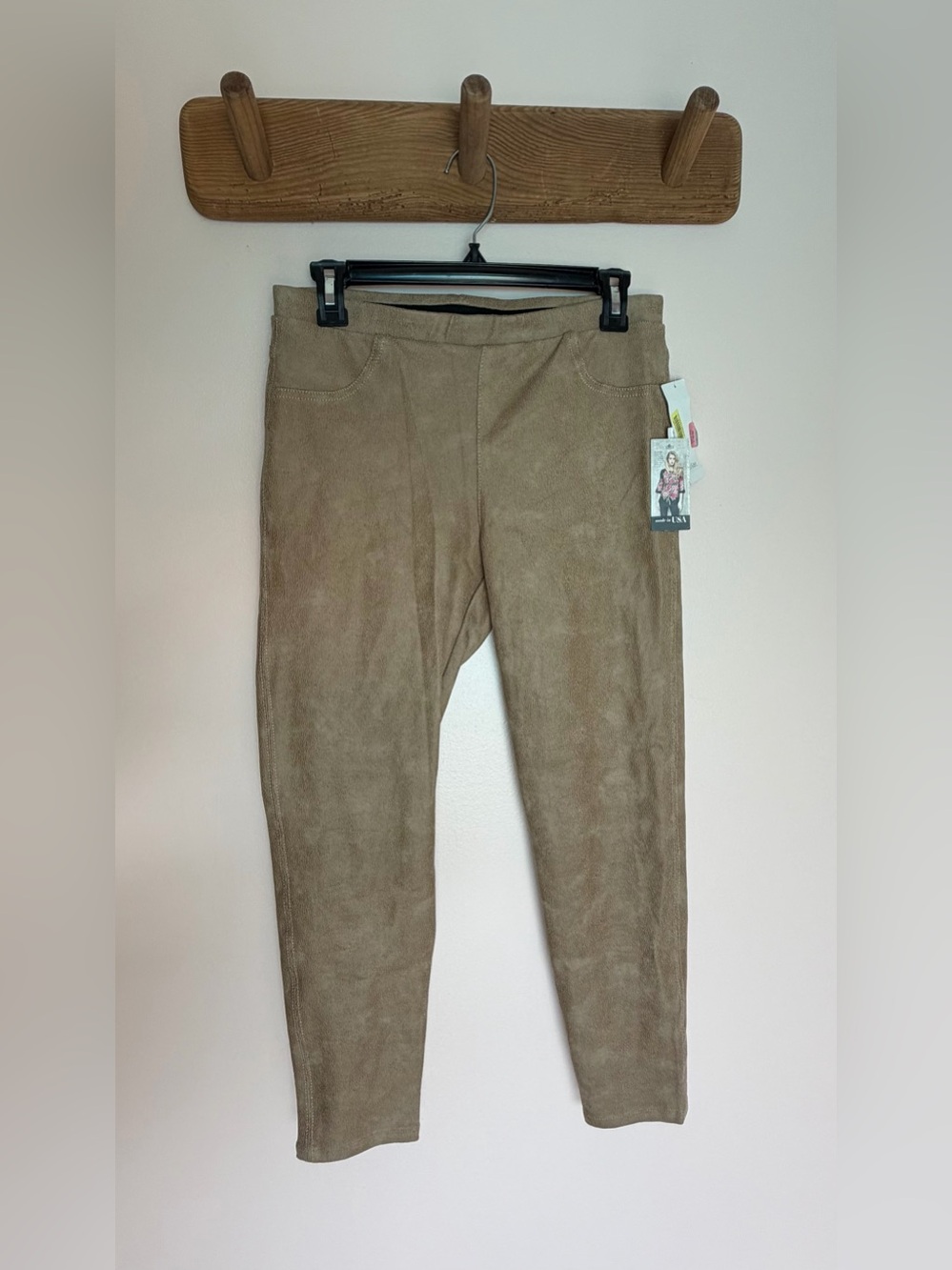 Karen Kane Faux Leather Leggings in Tan/Taupe - M
